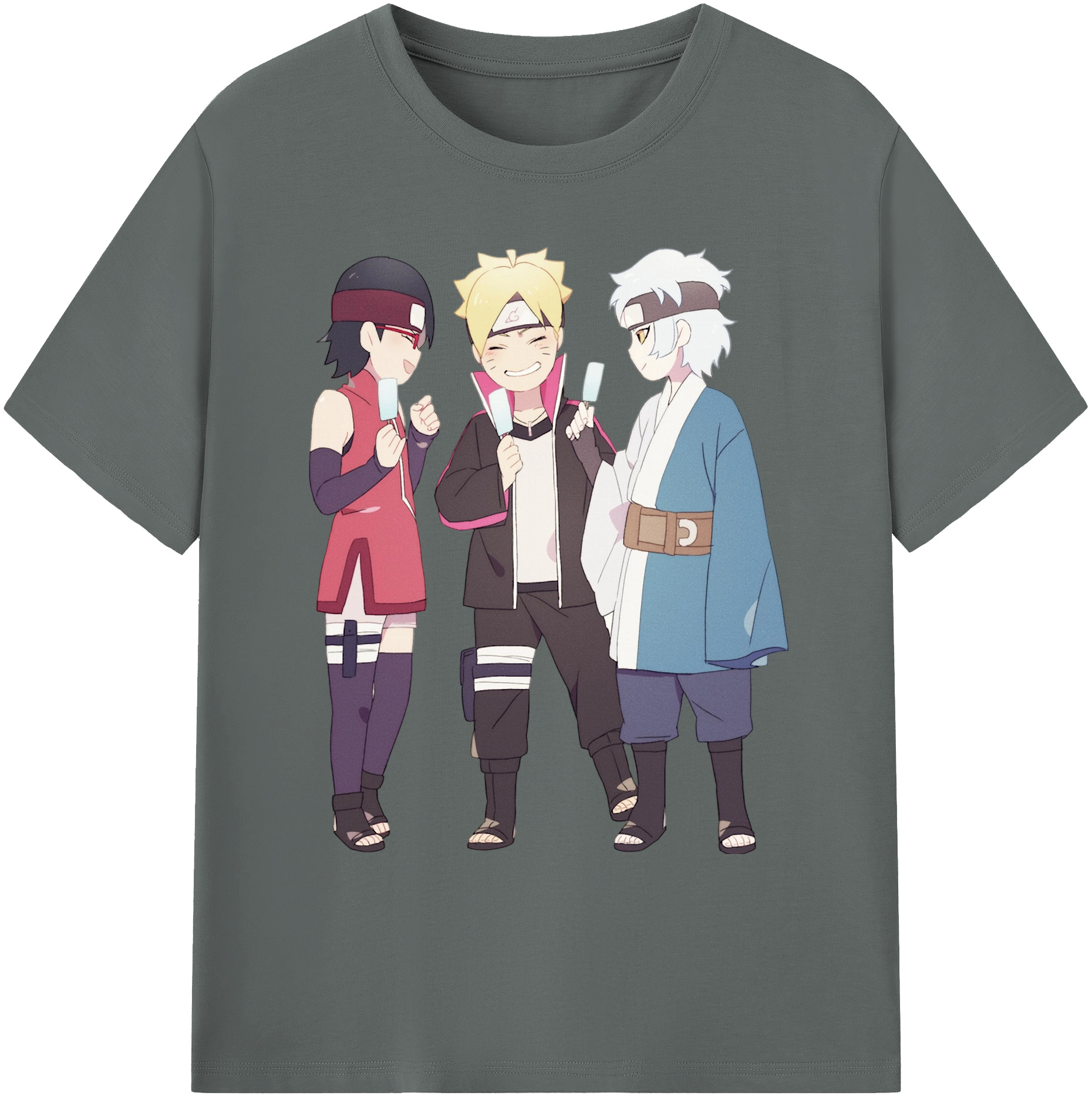 （画像用） NARUTO -ナルト- うちは サラダ Uchiha Sarada 綿100％ メンズ半袖Tシャツ｜肌触りやわらか＆通気性
